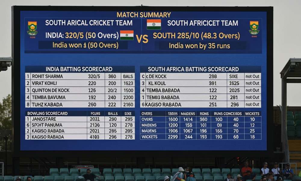 south africa national cricket team vs india national cricket team match scorecard